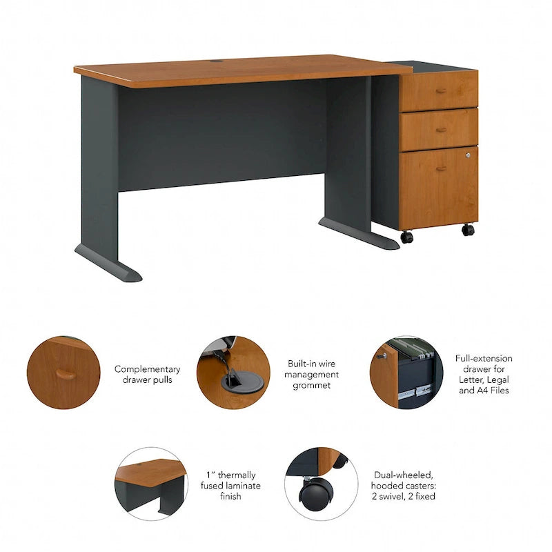 Bureau 48W de la série A avec classeur mobile par Bush Business Furniture