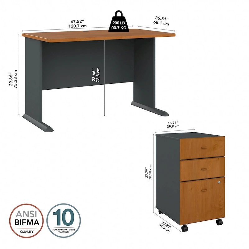 Bureau 48W de la série A avec classeur mobile par Bush Business Furniture