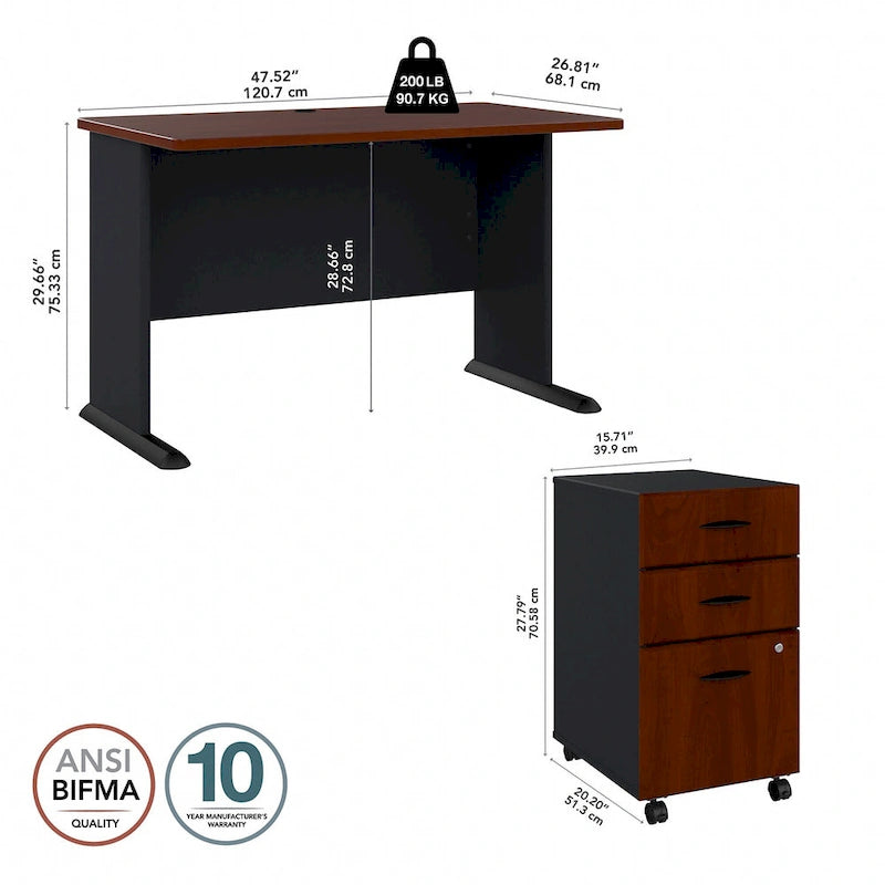Bureau 48W de la série A avec classeur mobile par Bush Business Furniture