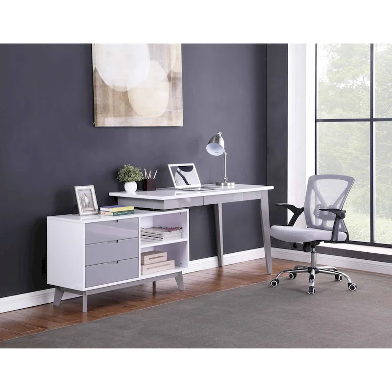 Bureau informatique pivotant en bois bicolore Somette Modern