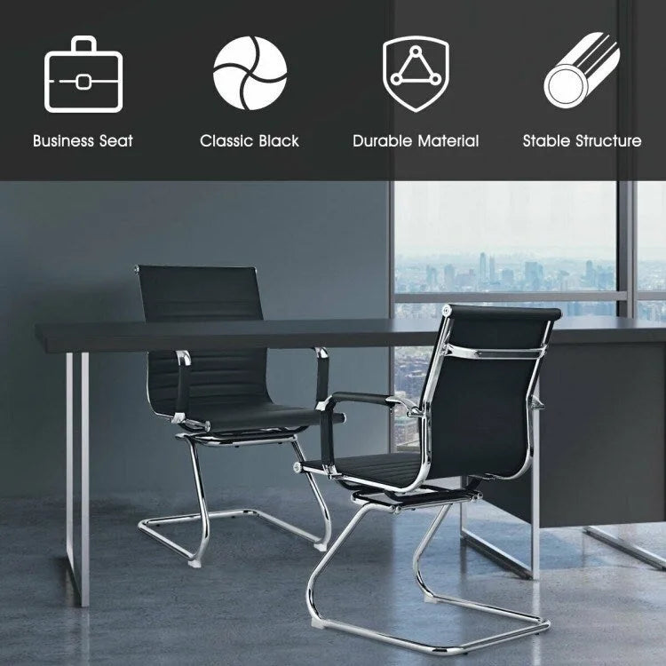 Ensemble de 2 chaises de conférence avec accoudoirs protecteurs