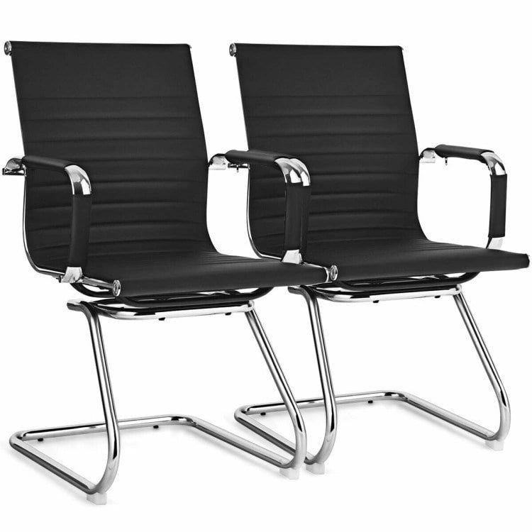 Ensemble de 2 chaises de conférence avec accoudoirs protecteurs