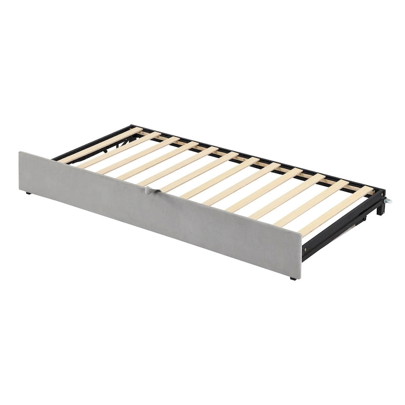 Lit de repos capitonné simple avec lit gigogne escamotable, Beige