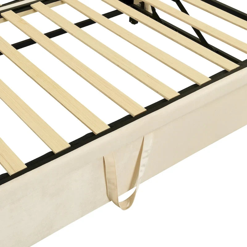 Lit de repos capitonné simple avec lit gigogne escamotable, Beige
