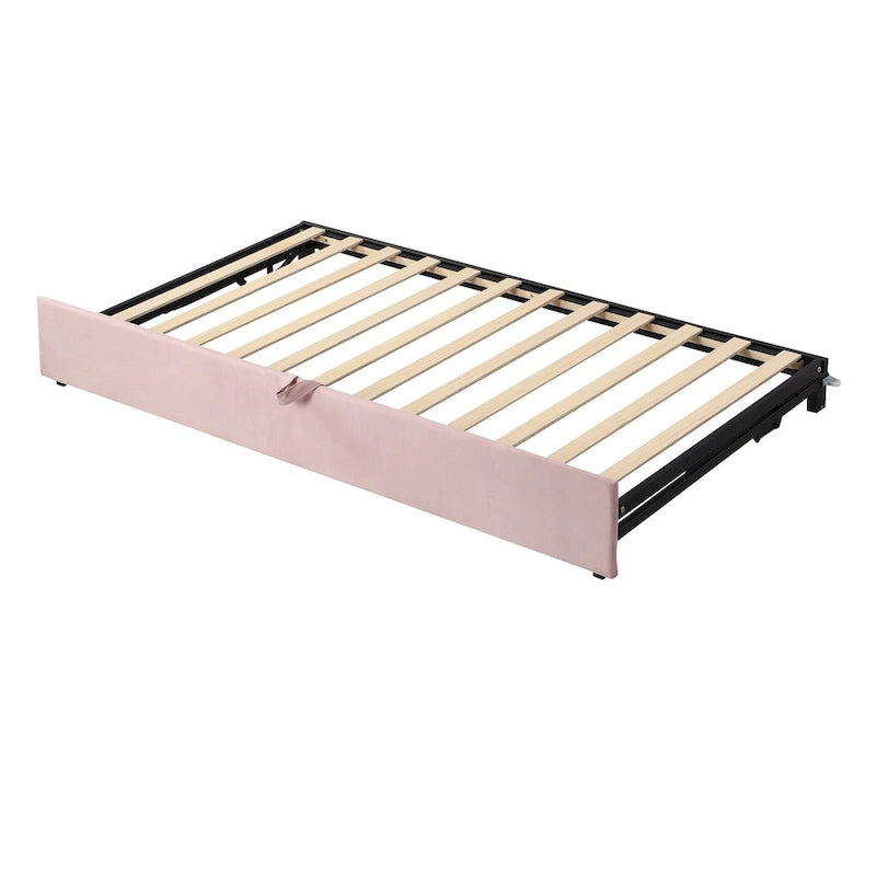 Lit de repos capitonné simple avec lit gigogne escamotable, Beige