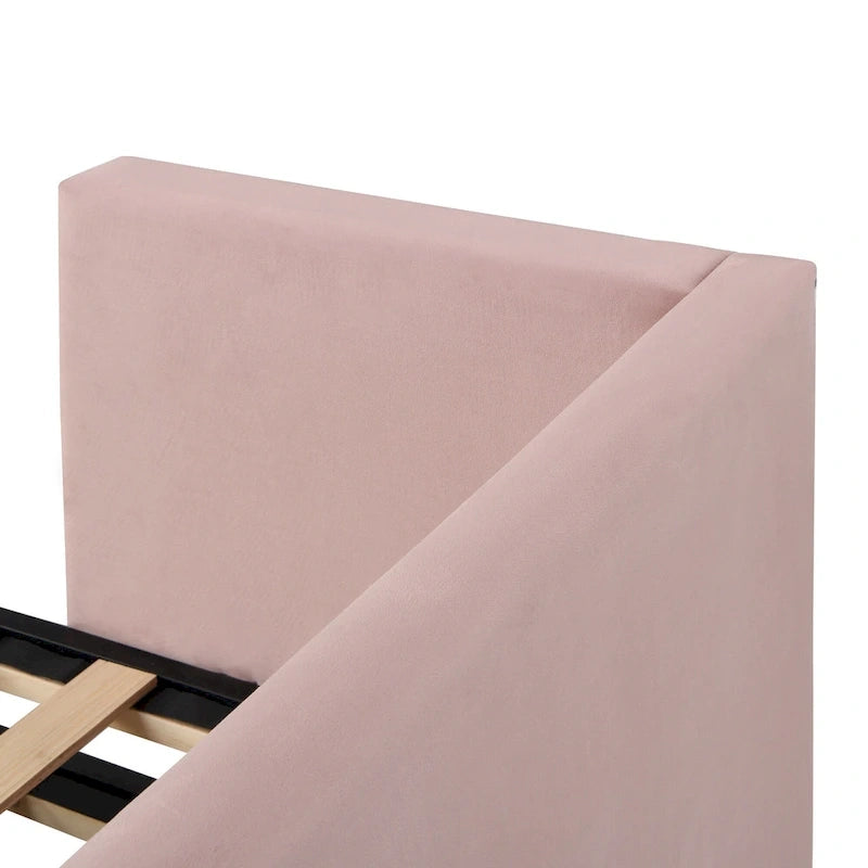 Lit de repos capitonné simple avec lit gigogne escamotable, Beige
