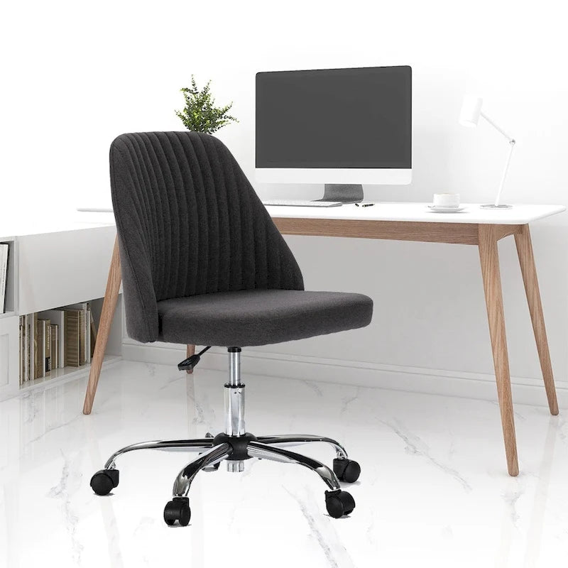 Chaise de bureau moderne rembourrée pivotante avec accoudoirs