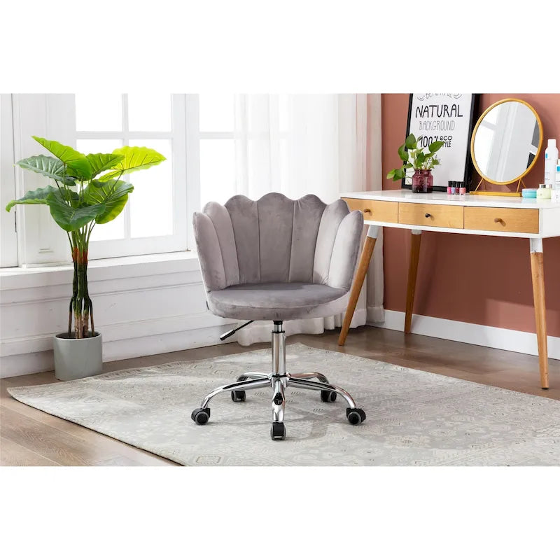 Chaise de bureau pivotante réglable en hauteur, en velours