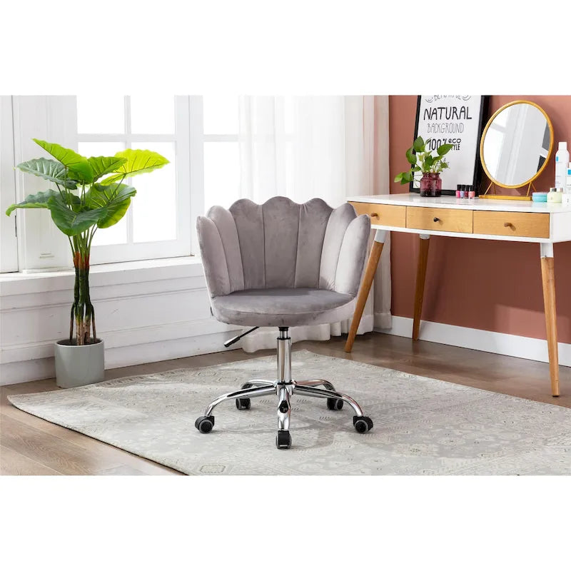 Chaise de bureau pivotante réglable en hauteur, en velours