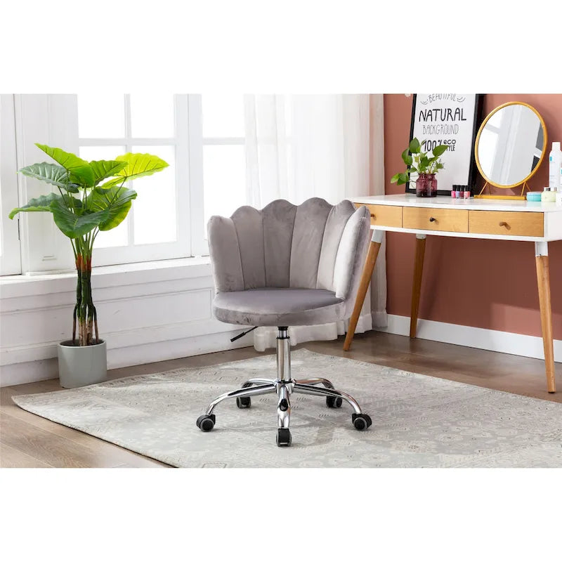 Chaise de bureau pivotante réglable en hauteur, en velours