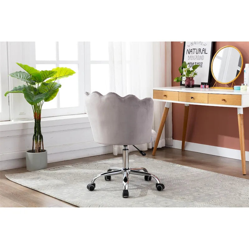 Chaise de bureau pivotante réglable en hauteur, en velours