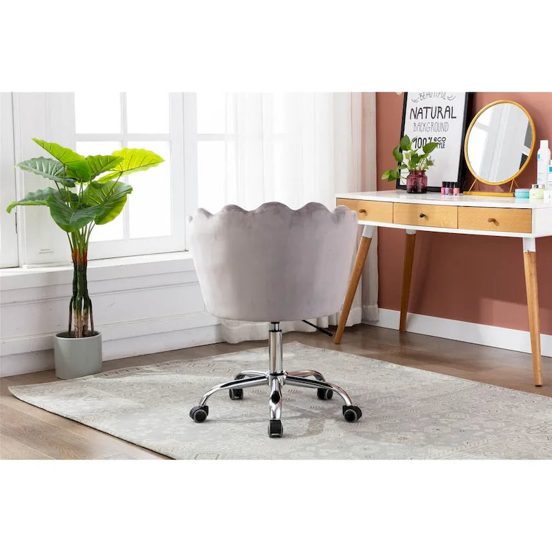 Chaise de bureau pivotante réglable en hauteur, en velours