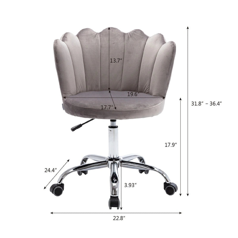Chaise de bureau pivotante réglable en hauteur, en velours