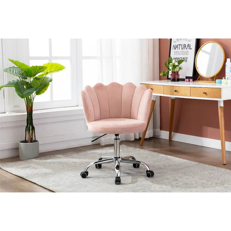 Chaise de bureau pivotante réglable en hauteur, en velours