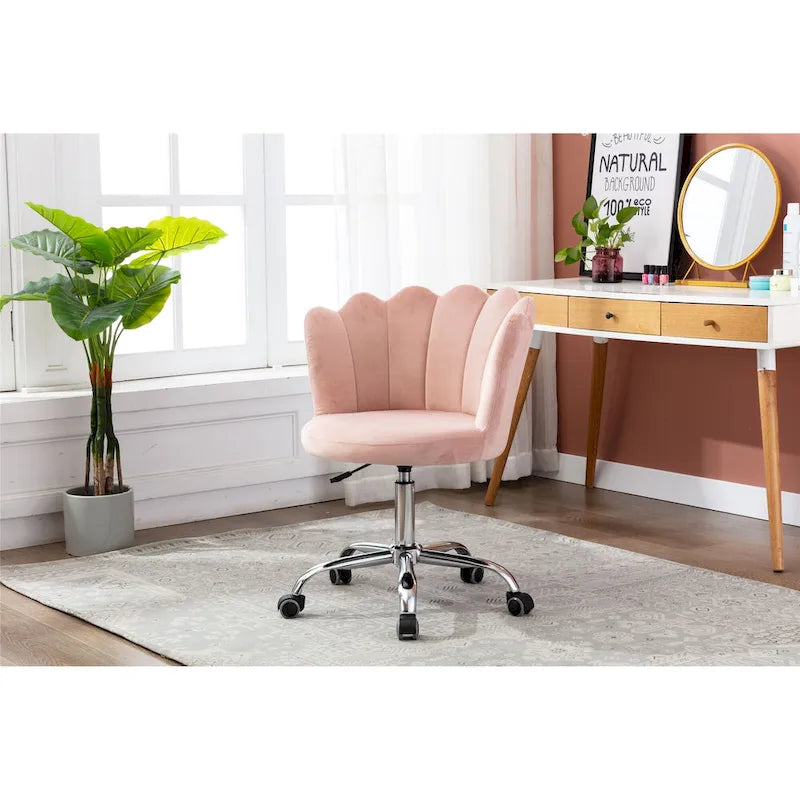 Chaise de bureau pivotante réglable en hauteur, en velours
