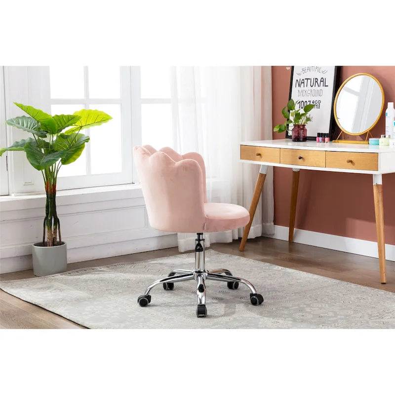 Chaise de bureau pivotante réglable en hauteur, en velours