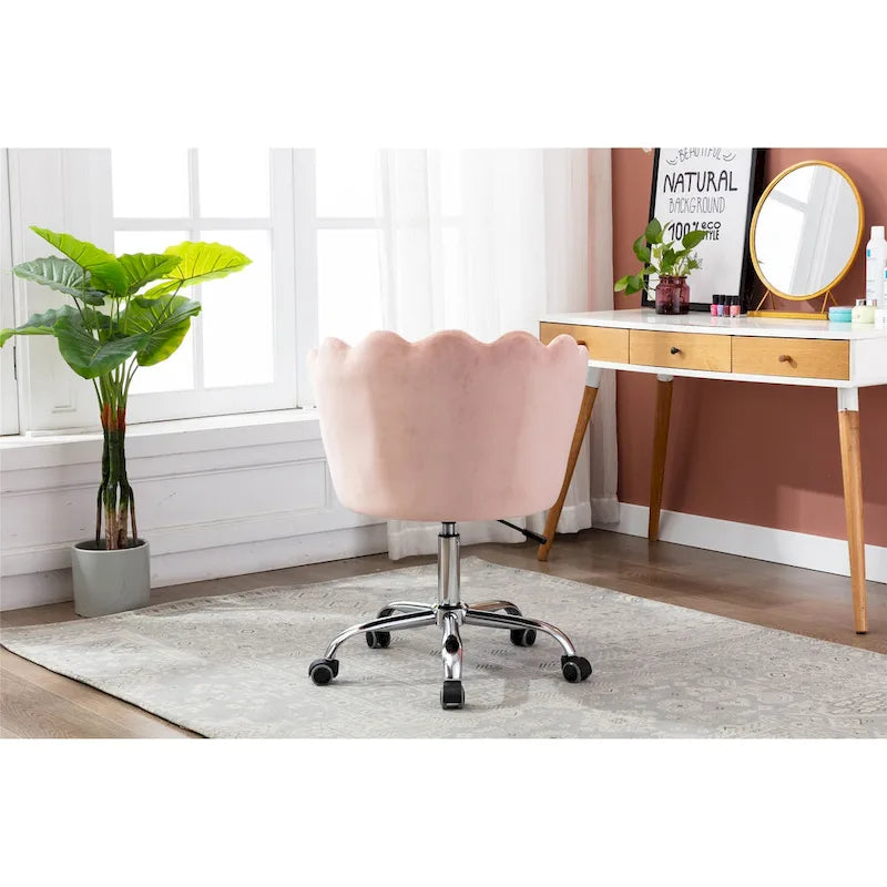 Chaise de bureau pivotante réglable en hauteur, en velours