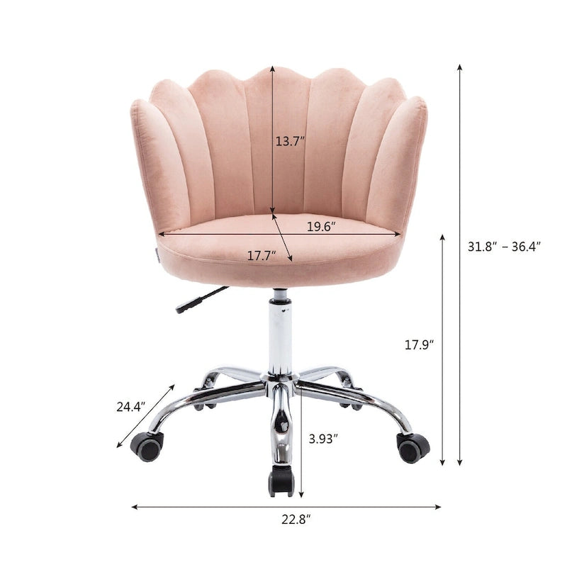 Chaise de bureau pivotante réglable en hauteur, en velours