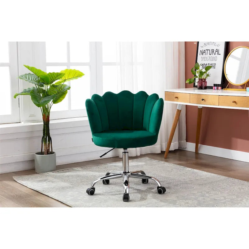 Chaise de bureau pivotante réglable en hauteur, en velours