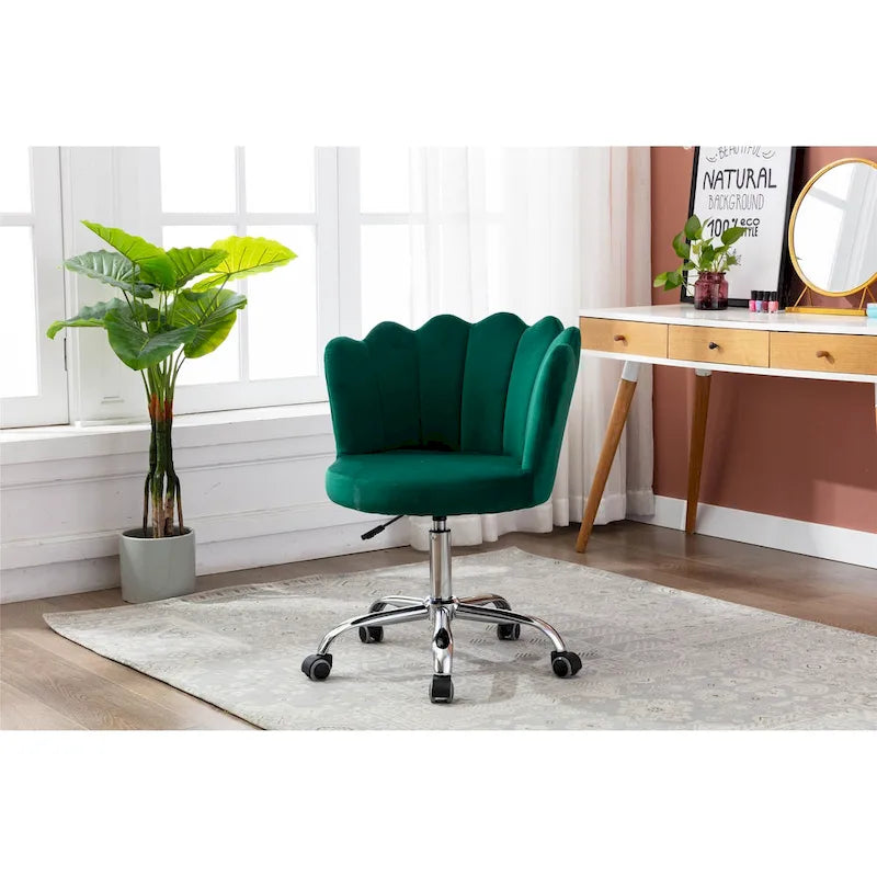 Chaise de bureau pivotante réglable en hauteur, en velours