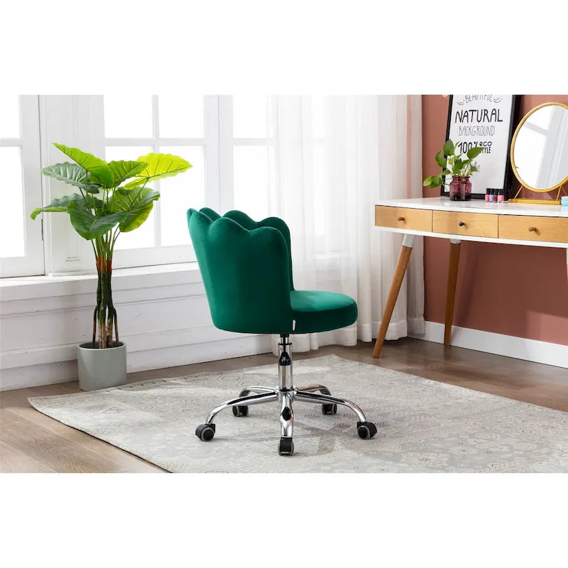 Chaise de bureau pivotante réglable en hauteur, en velours