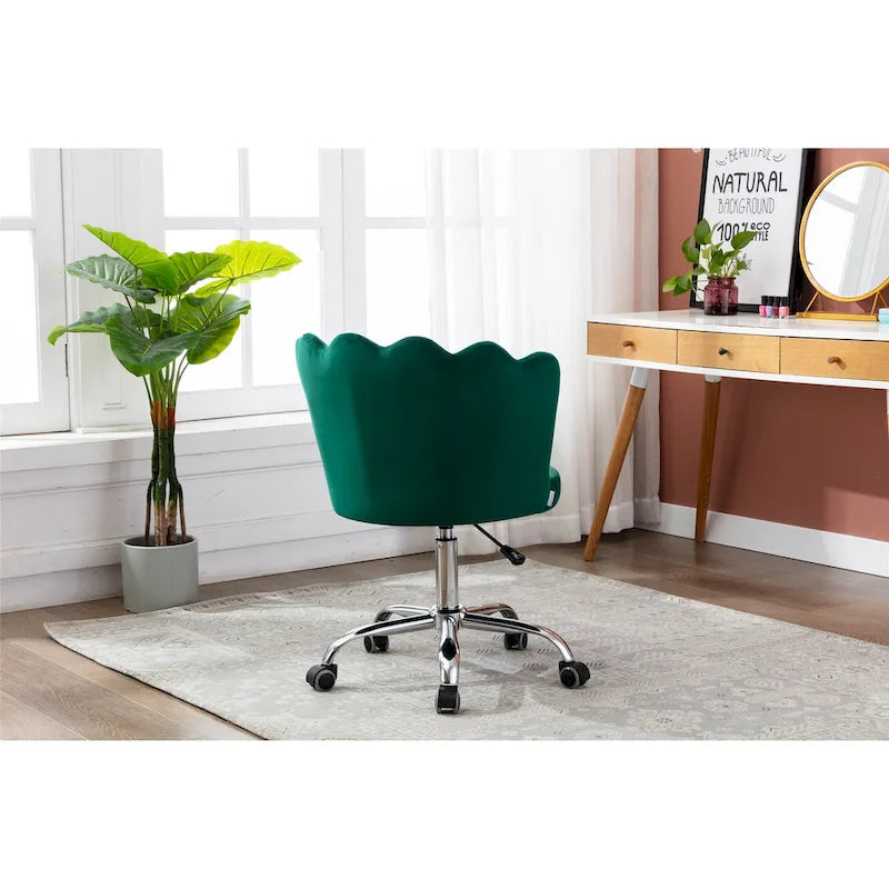 Chaise de bureau pivotante réglable en hauteur, en velours