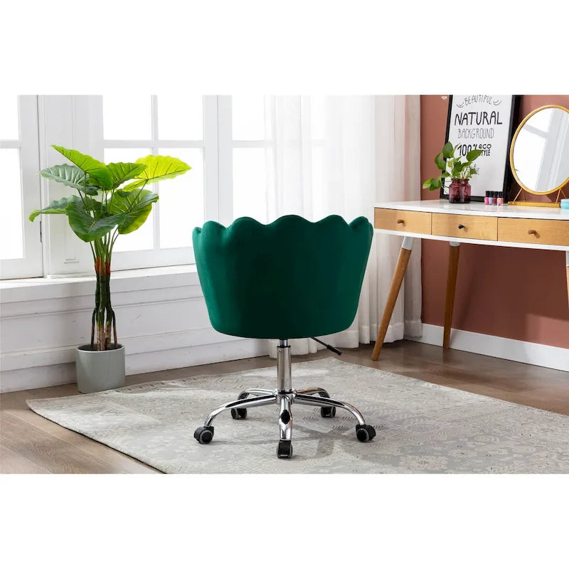 Chaise de bureau pivotante réglable en hauteur, en velours