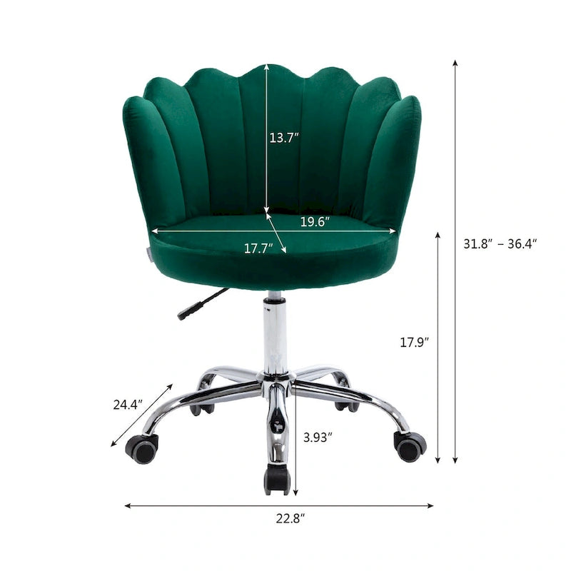 Chaise de bureau pivotante réglable en hauteur, en velours