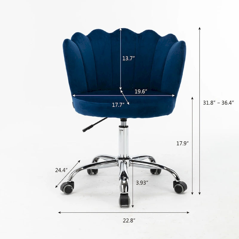 Chaise de bureau pivotante réglable en hauteur, en velours