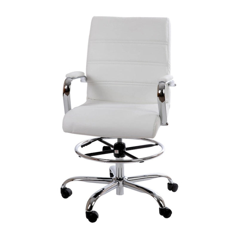 Chaise de dessin en LeatherSoft à dossier moyen avec anneau repose-pieds réglable et base chromée