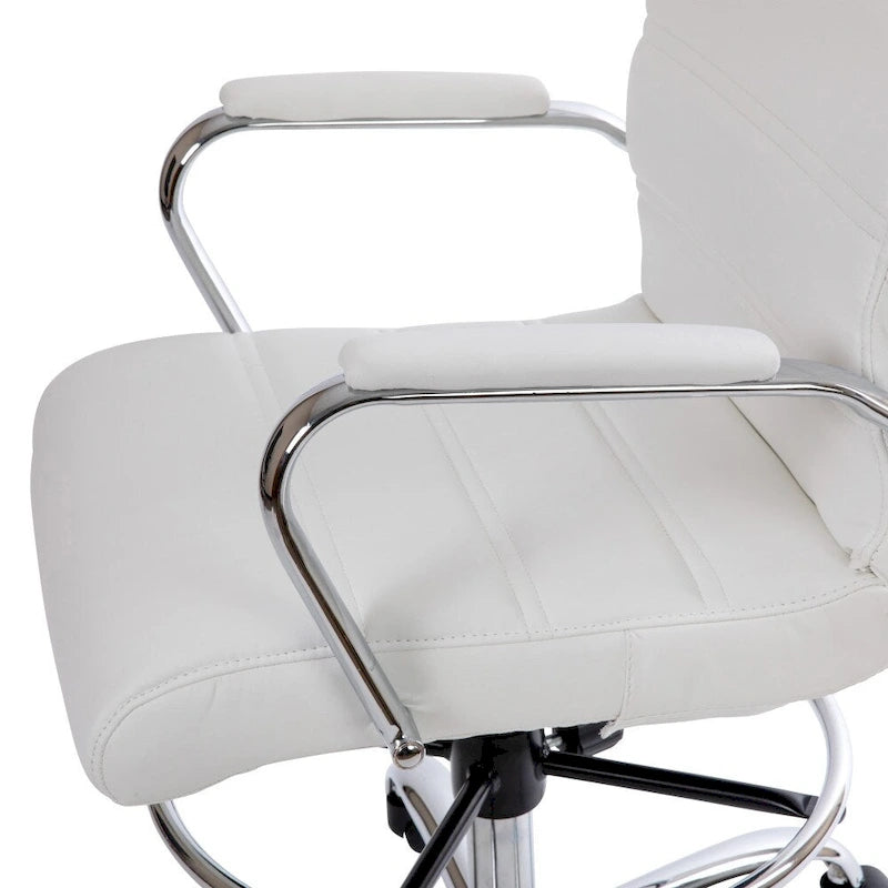 Chaise de dessin en LeatherSoft à dossier moyen avec anneau repose-pieds réglable et base chromée