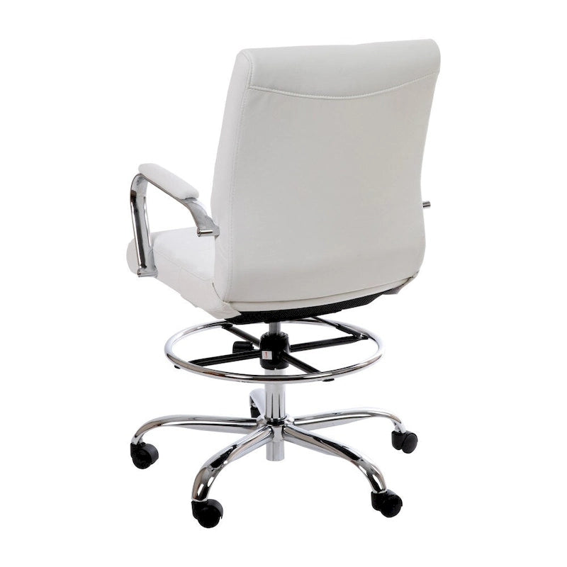 Chaise de dessin en LeatherSoft à dossier moyen avec anneau repose-pieds réglable et base chromée