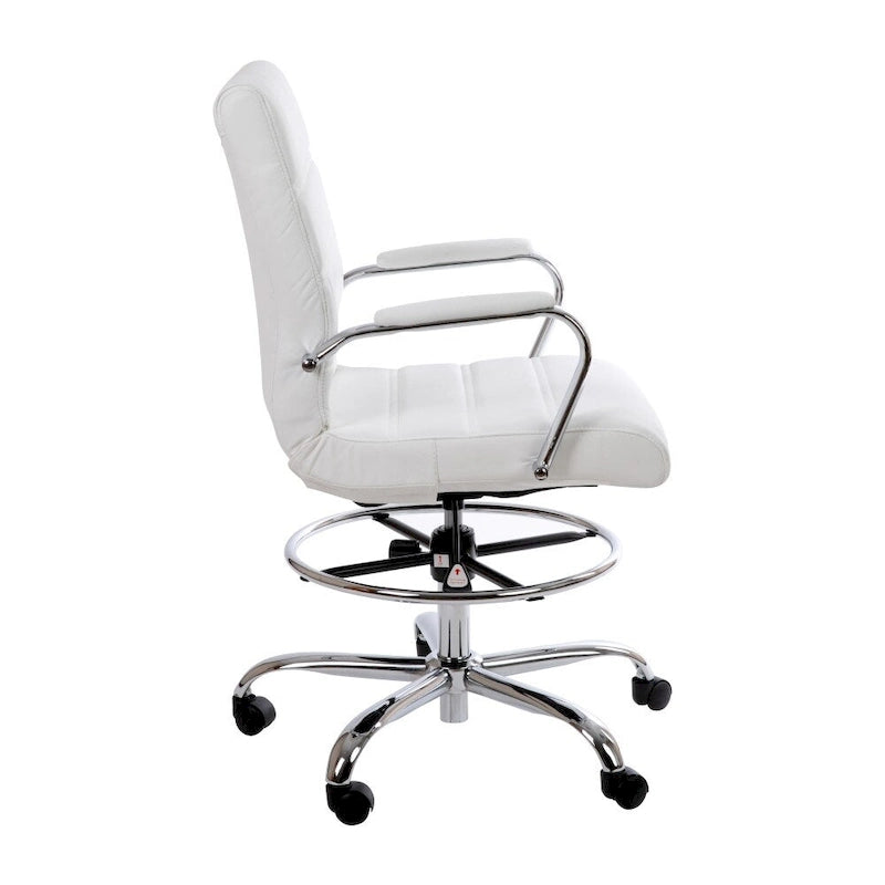 Chaise de dessin en LeatherSoft à dossier moyen avec anneau repose-pieds réglable et base chromée