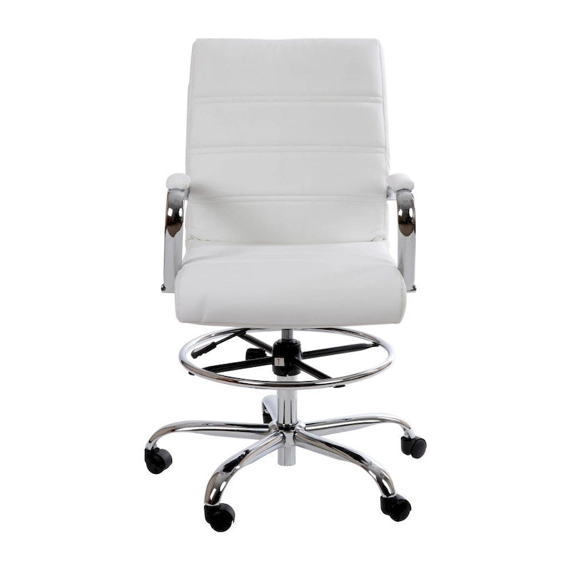 Chaise de dessin en LeatherSoft à dossier moyen avec anneau repose-pieds réglable et base chromée