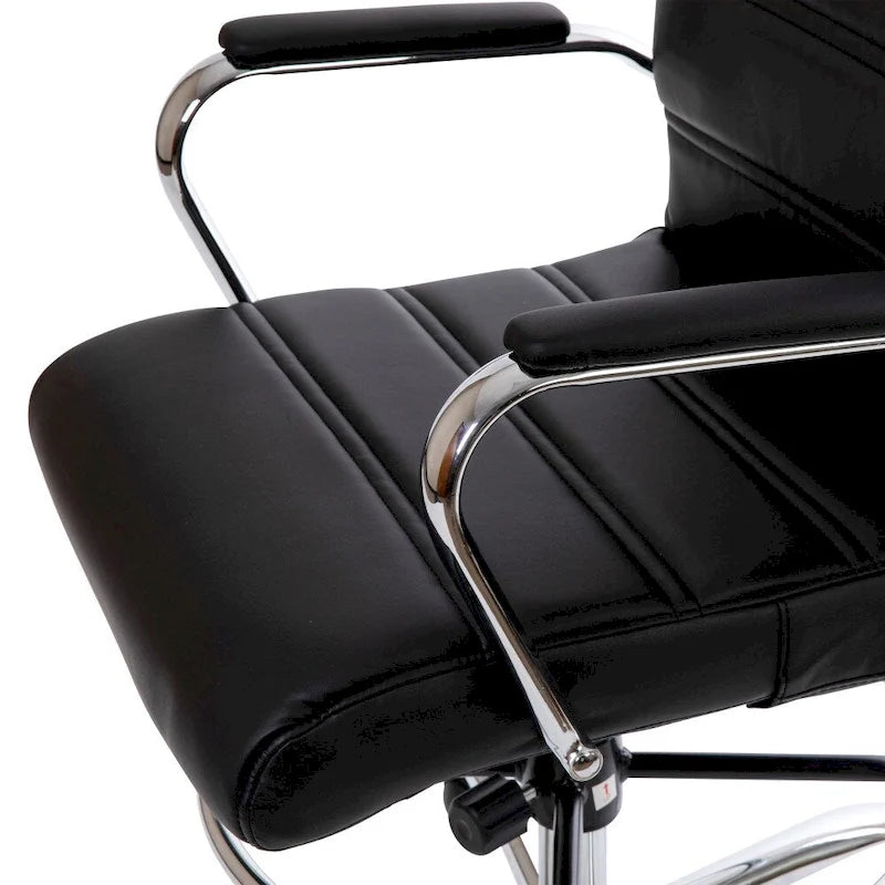 Chaise de dessin en LeatherSoft à dossier moyen avec anneau repose-pieds réglable et base chromée