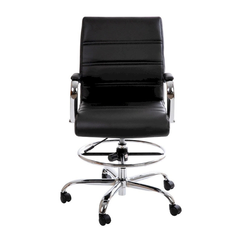 Chaise de dessin en LeatherSoft à dossier moyen avec anneau repose-pieds réglable et base chromée