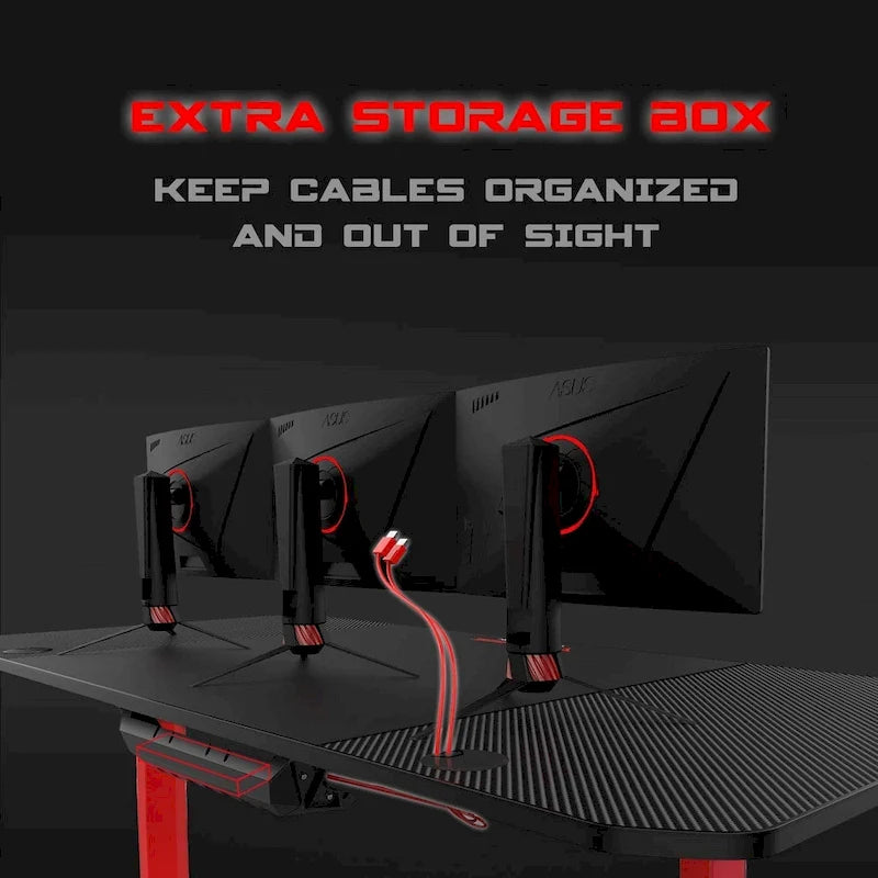 Bureau de jeu ergonomique BOSSIN en forme de T avec tapis de souris pleine surface, support de manette, porte-gobelet et crochet pour casque