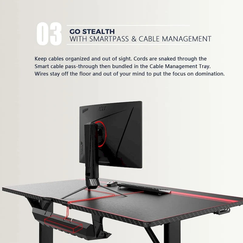 Bureau de jeu ergonomique BOSSIN en forme de T avec tapis de souris pleine surface, support de manette, porte-gobelet et crochet pour casque