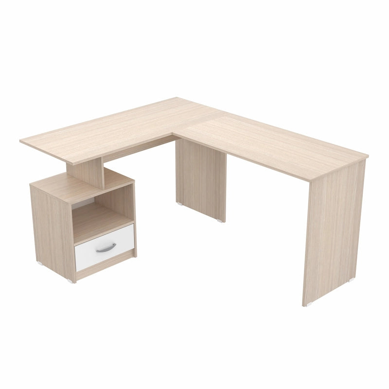 Bureau d'ordinateur d'angle Inval Merlin avec compartiment de rangement