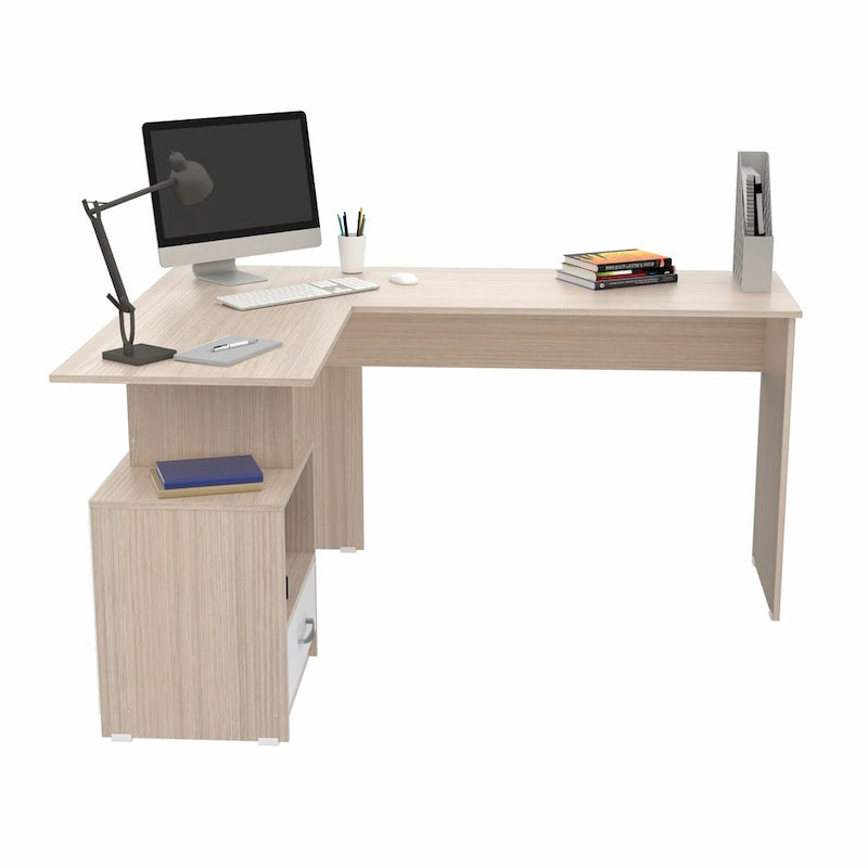 Bureau d'ordinateur d'angle Inval Merlin avec compartiment de rangement