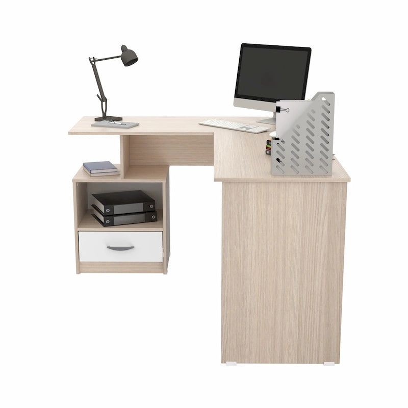 Bureau d'ordinateur d'angle Inval Merlin avec compartiment de rangement