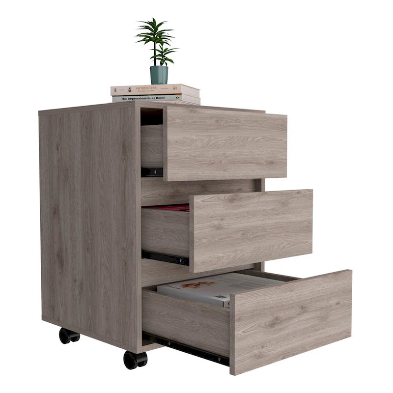 Meuble de classement à 3 tiroirs Artemisa de 66 cm de haut avec 4 roulettes et plateau supérieur