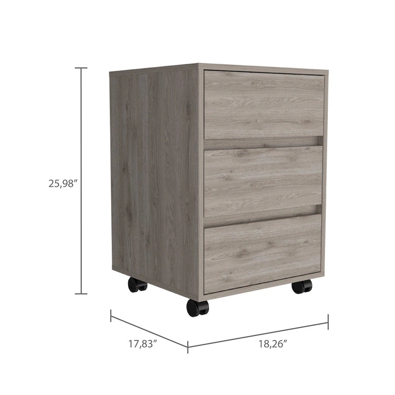 Meuble de classement à 3 tiroirs Artemisa de 66 cm de haut avec 4 roulettes et plateau supérieur