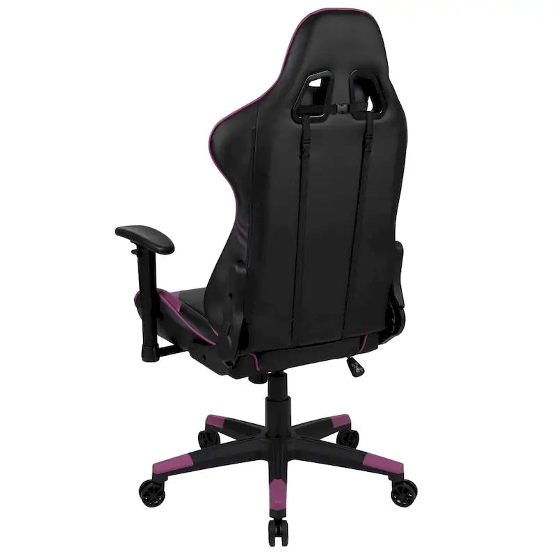 Chaise de jeu ergonomique de course avec dossier entièrement inclinable en similicuir rouge