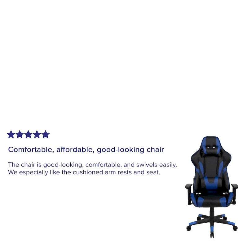 Chaise de jeu ergonomique de course avec dossier entièrement inclinable en similicuir rouge
