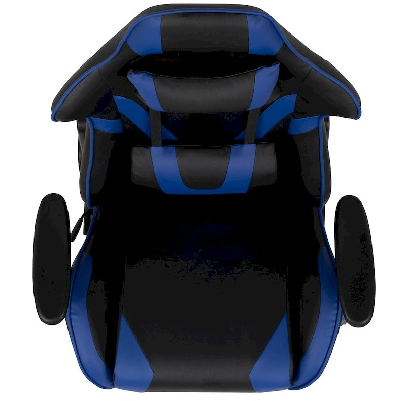 Chaise de jeu ergonomique de course avec dossier entièrement inclinable en similicuir rouge