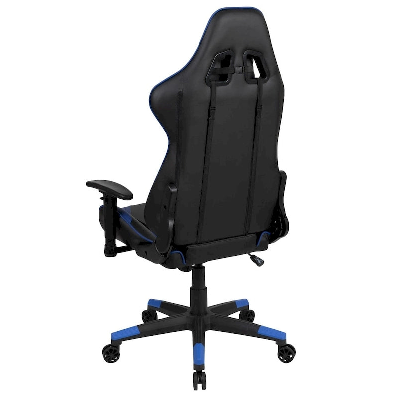 Chaise de jeu ergonomique de course avec dossier entièrement inclinable en similicuir rouge