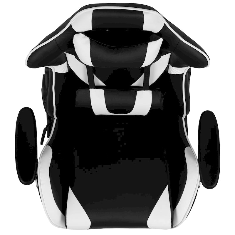 Chaise de jeu ergonomique de course avec dossier entièrement inclinable en similicuir rouge