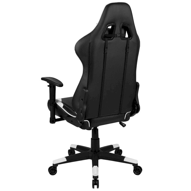 Chaise de jeu ergonomique de course avec dossier entièrement inclinable en similicuir rouge