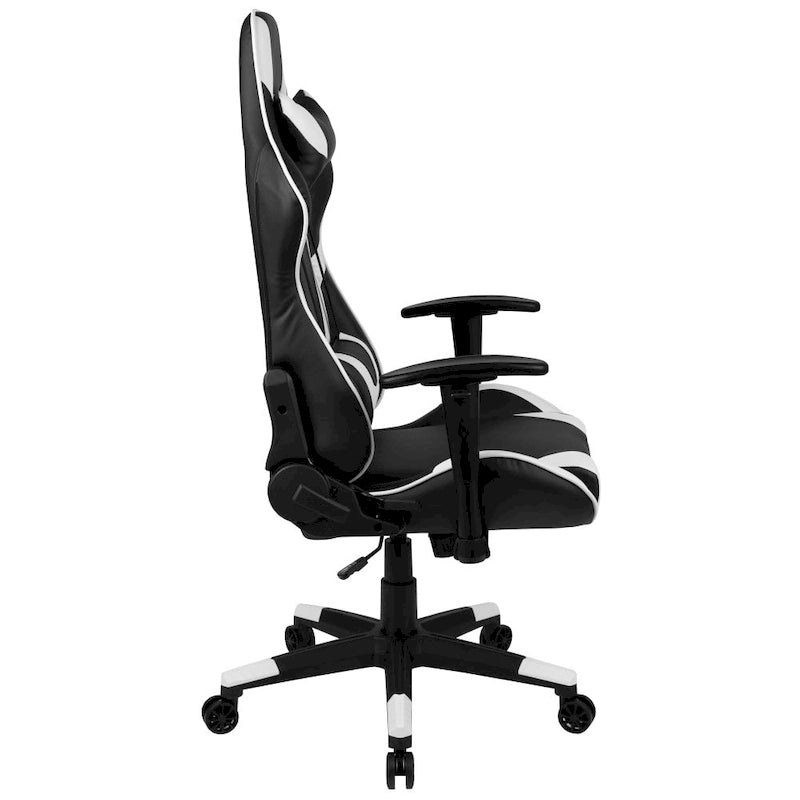 Chaise de jeu ergonomique de course avec dossier entièrement inclinable en similicuir rouge